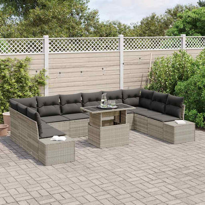 Garten-Sofa-Set mit Kissen mit Speicher 11 pcs Hellgrau