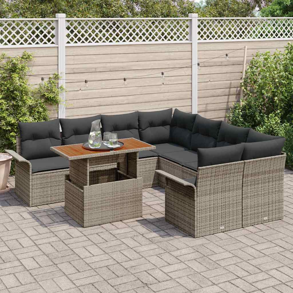 Garten-Sofa-Set mit Kissen Grau