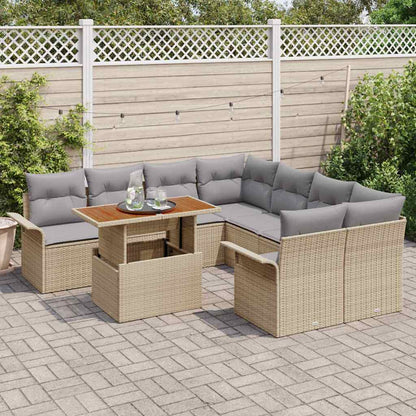 Garten-Sofa-Set mit Kissen Beige und Hellgrau