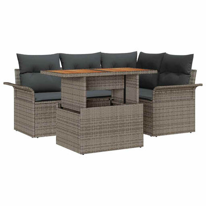 Garten-Sofa-Set mit Kissen 5 pcs Grau