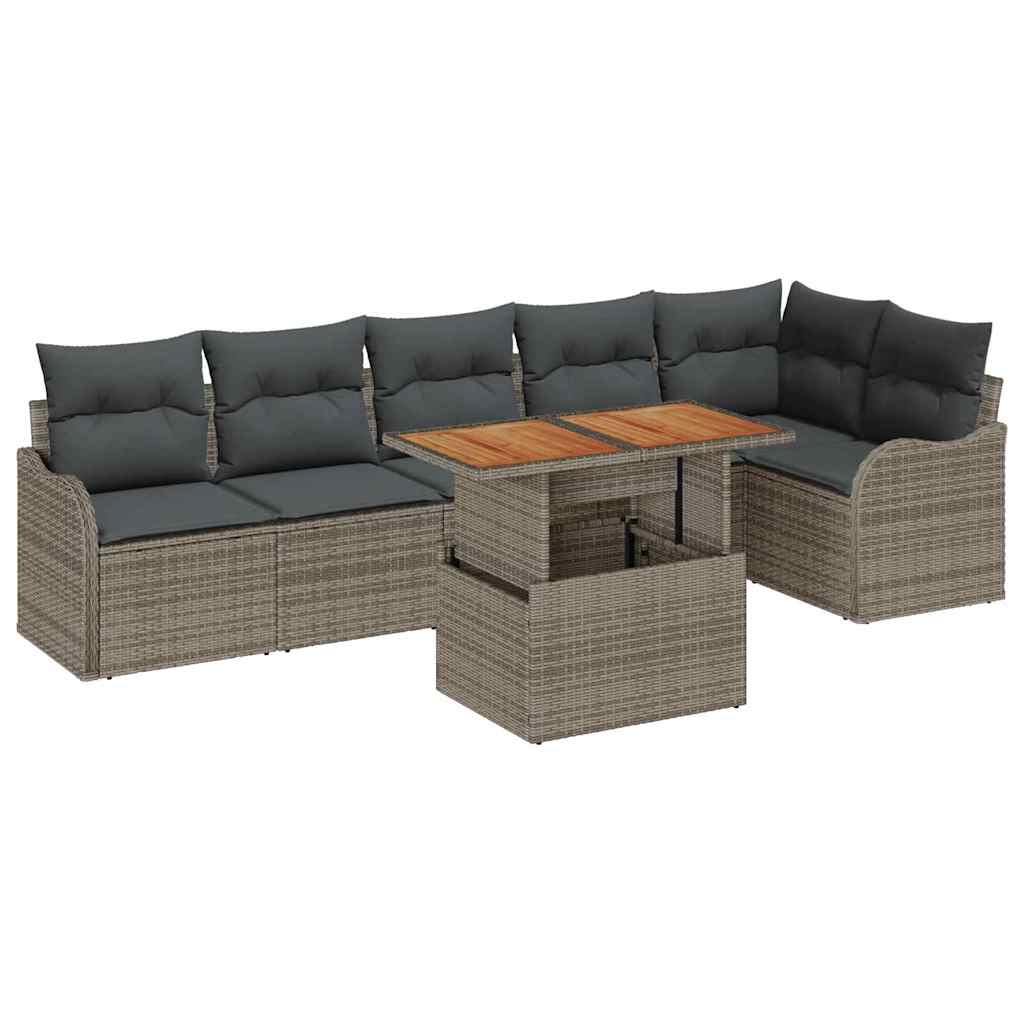 Garten-Sofa-Set mit Kissen 7 pcs Grau