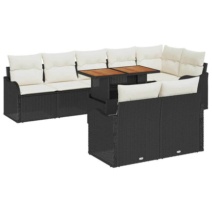 Garten-Sofa-Set mit Kissen 9 pcs Schwarz und Creme