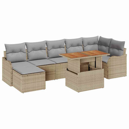 Garten-Sofa-Set mit Kissen 8 pcs Beige und Hellgrau