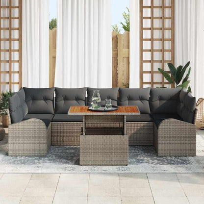 Garten-Sofa-Set mit Kissen 8 pcs Grau