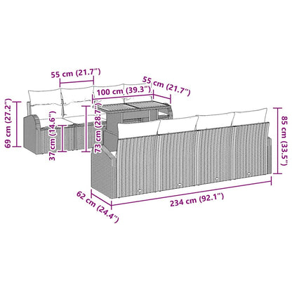 Garten-Sofa-Set mit Kissen 7 pcs Beige und Creme