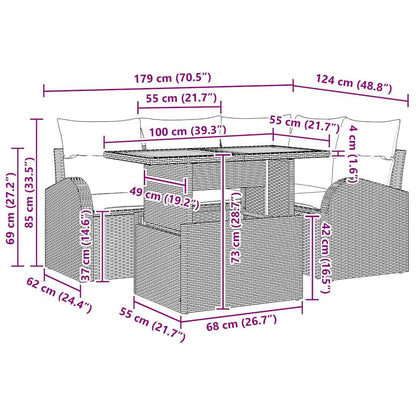 Garten-Sofa-Set mit Kissen 5 pcs Beige und Hellgrau