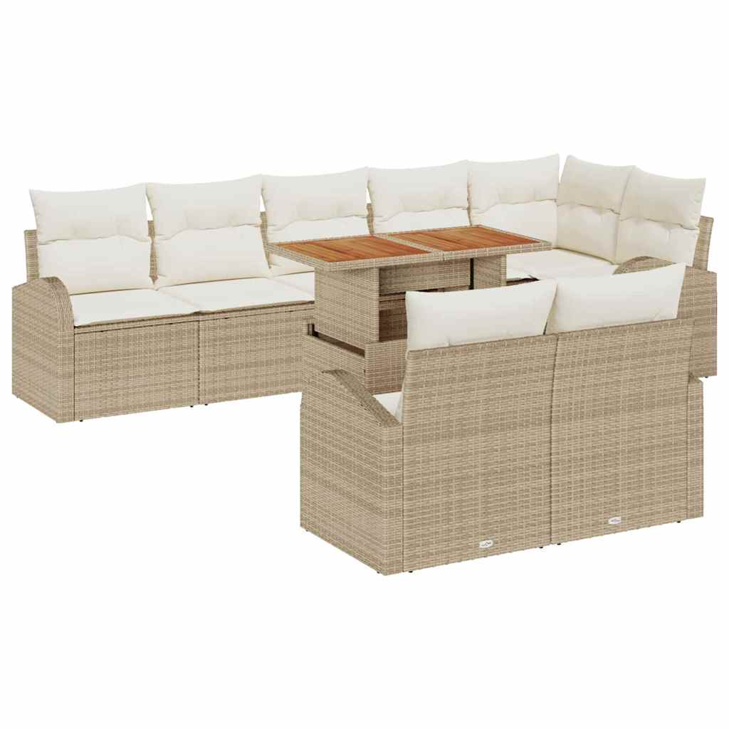 Garten-Sofa-Set mit Kissen 9 pcs Beige und Creme