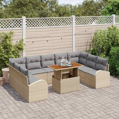 Garten-Sofa-Set mit Kissen 10 pcs Beige und Hellgrau