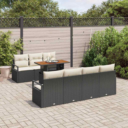 Garten-Sofa-Set mit Kissen mit Kissen 8 pcs Schwarz und Creme