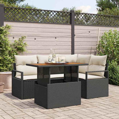 Garten Essgruppe mit Kissen 5 pcs Schwarz und Creme