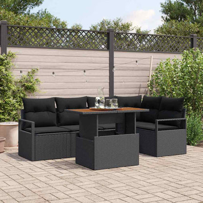 Garten Essgruppe mit Kissen 6 pcs Schwarz und Braun