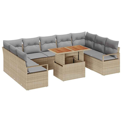 Garten-Sofa-Set mit Kissen mit Kissen 10 pcs Beige und Grau
