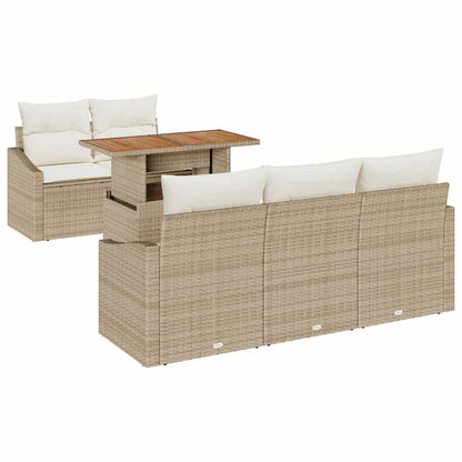 Garten Essgruppe mit Kissen 6 pcs Beige und Creme