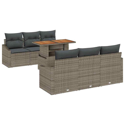 Garten-Sofa-Set mit Kissen mit Kissen 7 pcs Grau und Braun