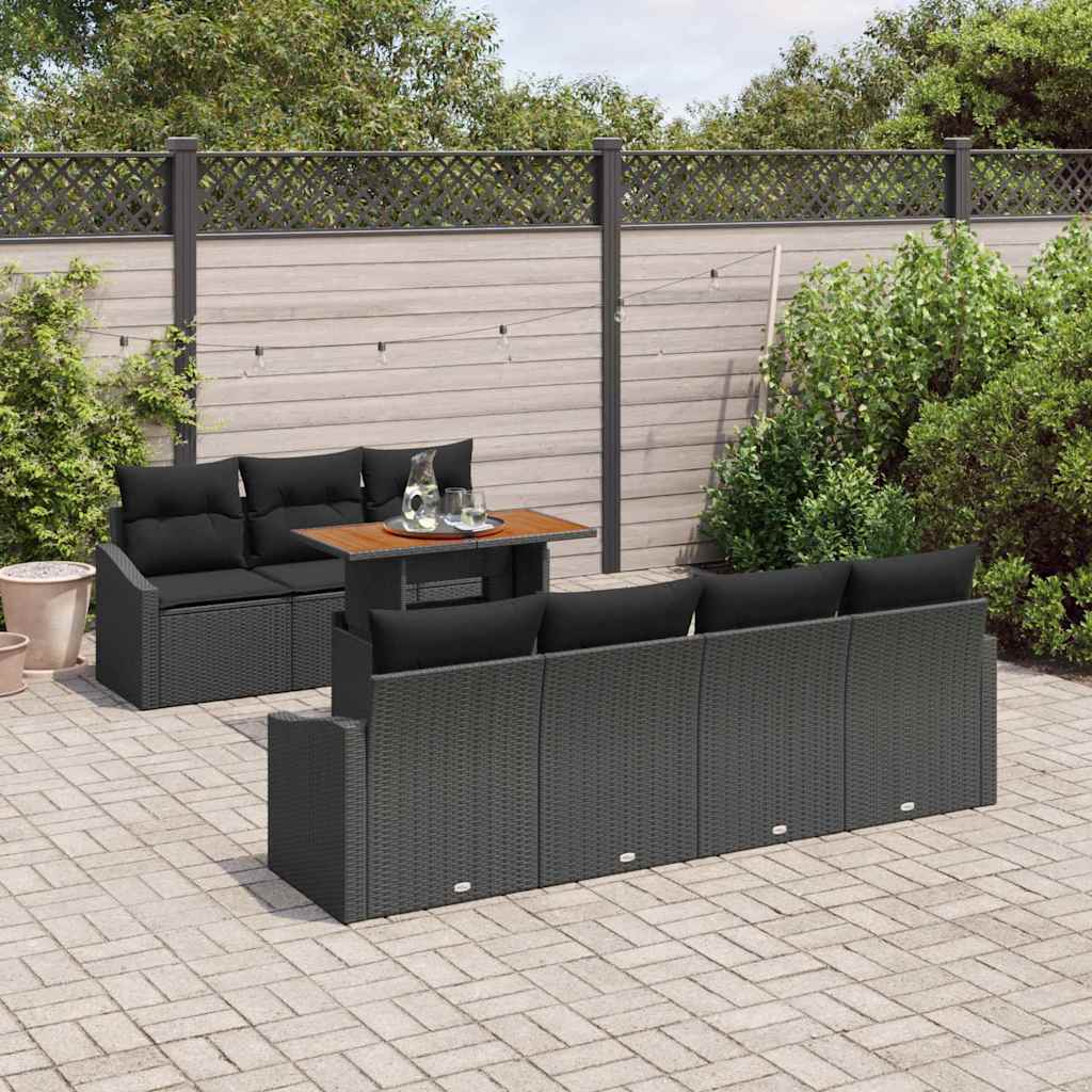 Garten Essgruppe mit Kissen 8 pcs Schwarz und Braun