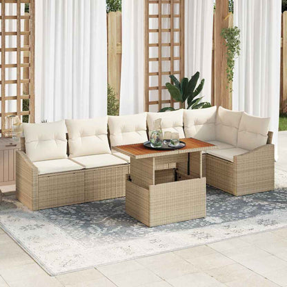 Garten Essgruppe mit Kissen 7 pcs Beige und Creme