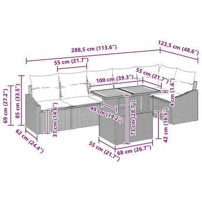 Garten Essgruppe mit Kissen 7 pcs Beige und Creme