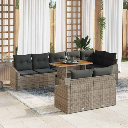 Garten-Sofa-Set mit Kissen mit Kissen 9 pcs Grau und Braun