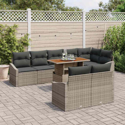 Garten-Sofa-Set mit Kissen mit Kissen 9 pcs Grau und Braun
