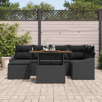 Garten Essgruppe mit Kissen 7 pcs Schwarz und Braun