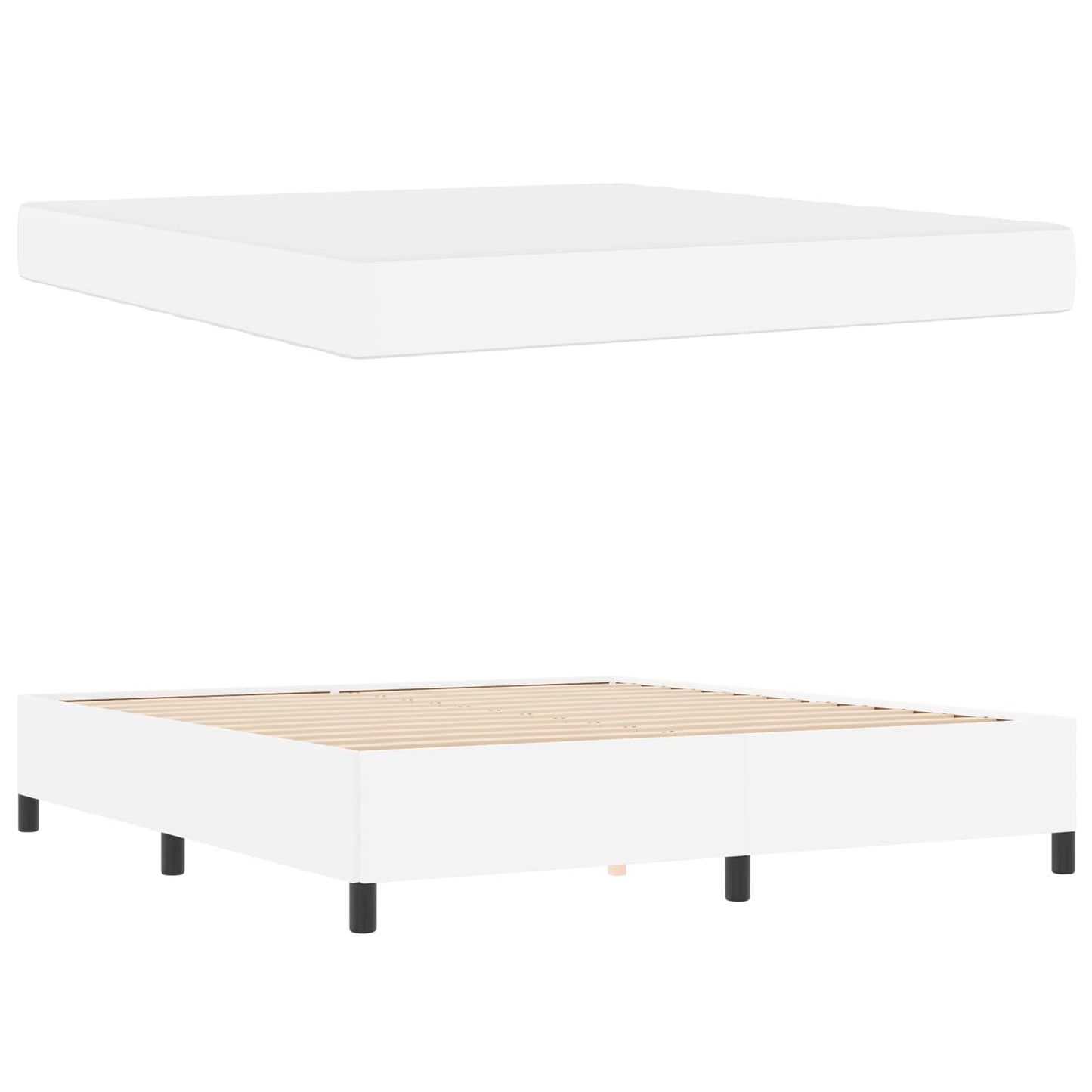 Bettrahmen mit Matratze Weiß 180 x 200 cm Stoff