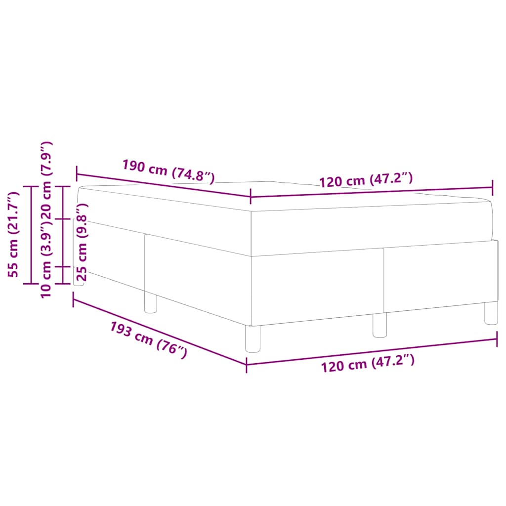 Bettrahmen mit Matratze Dunkelgrün 120 x 190 cm Stoff