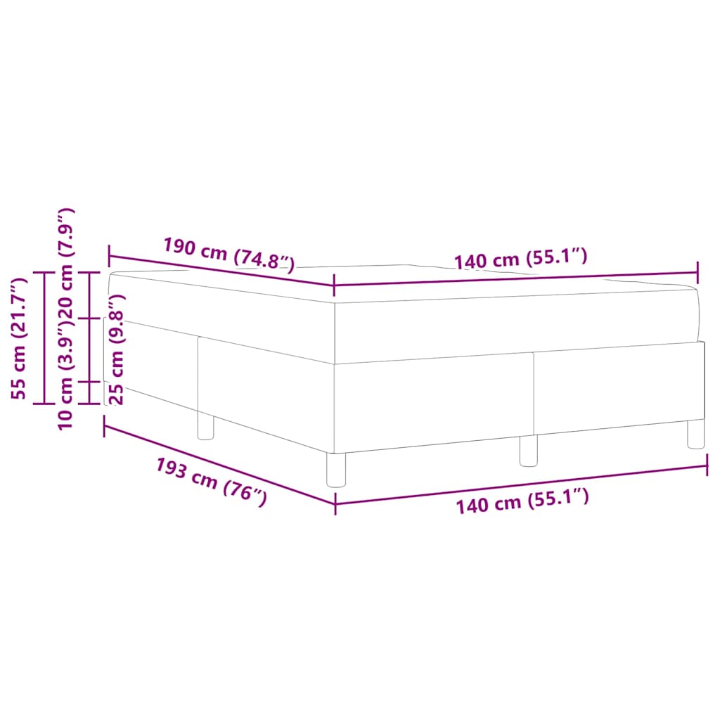 Bettrahmen mit Matratze Creme 140 x 190 cm Stoff