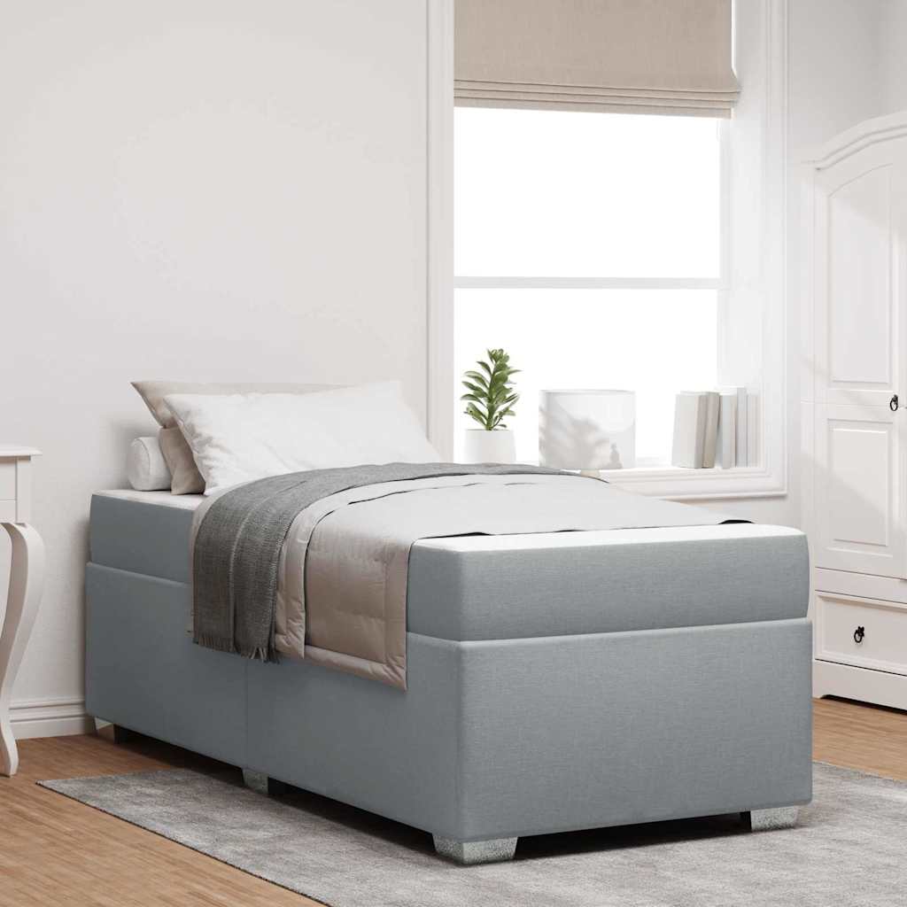 Bettrahmen mit Matratze Hellgrau 100 x 200 cm Stoff
