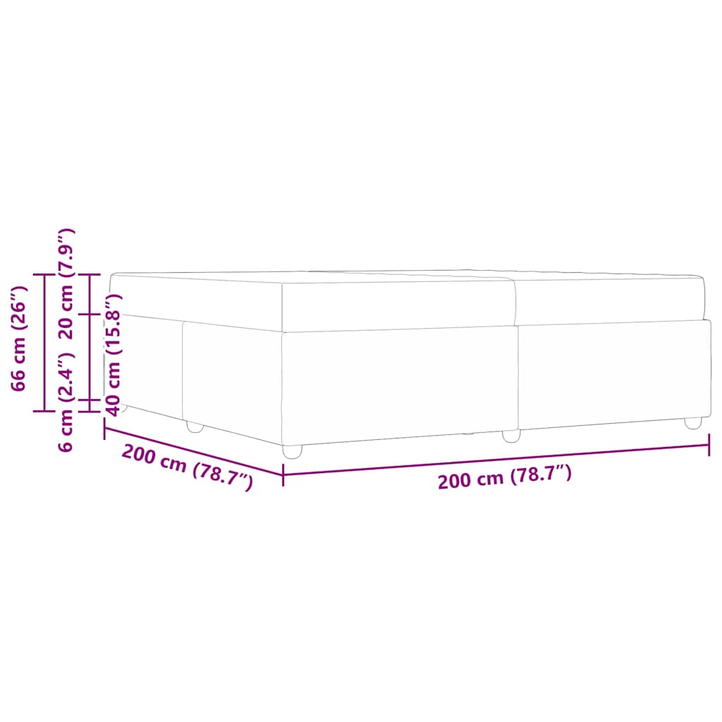 Bettrahmen mit Matratze Dunkelgrau 200 x 200 cm Stoff
