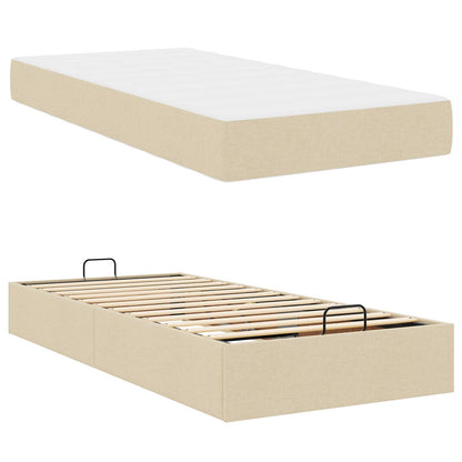 Bettgestell mit Matratze mit Matratze 2 pcs Creme Stoff