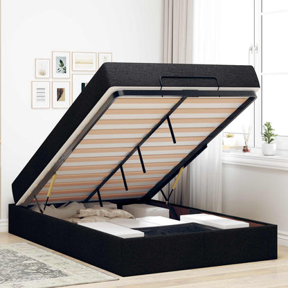Bettgestell mit Matratze mit Matratze 2 pcs Schwarz Stoff