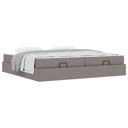Bettgestell mit Matratze mit Matratze 2 pcs Taupe Stoff