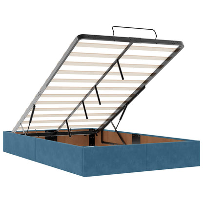 Bettgestell mit Matratze mit Matratze 2 pcs Blau Samt