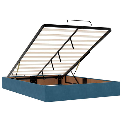 Bettgestell mit Matratze mit Matratze 2 pcs Blau Samt