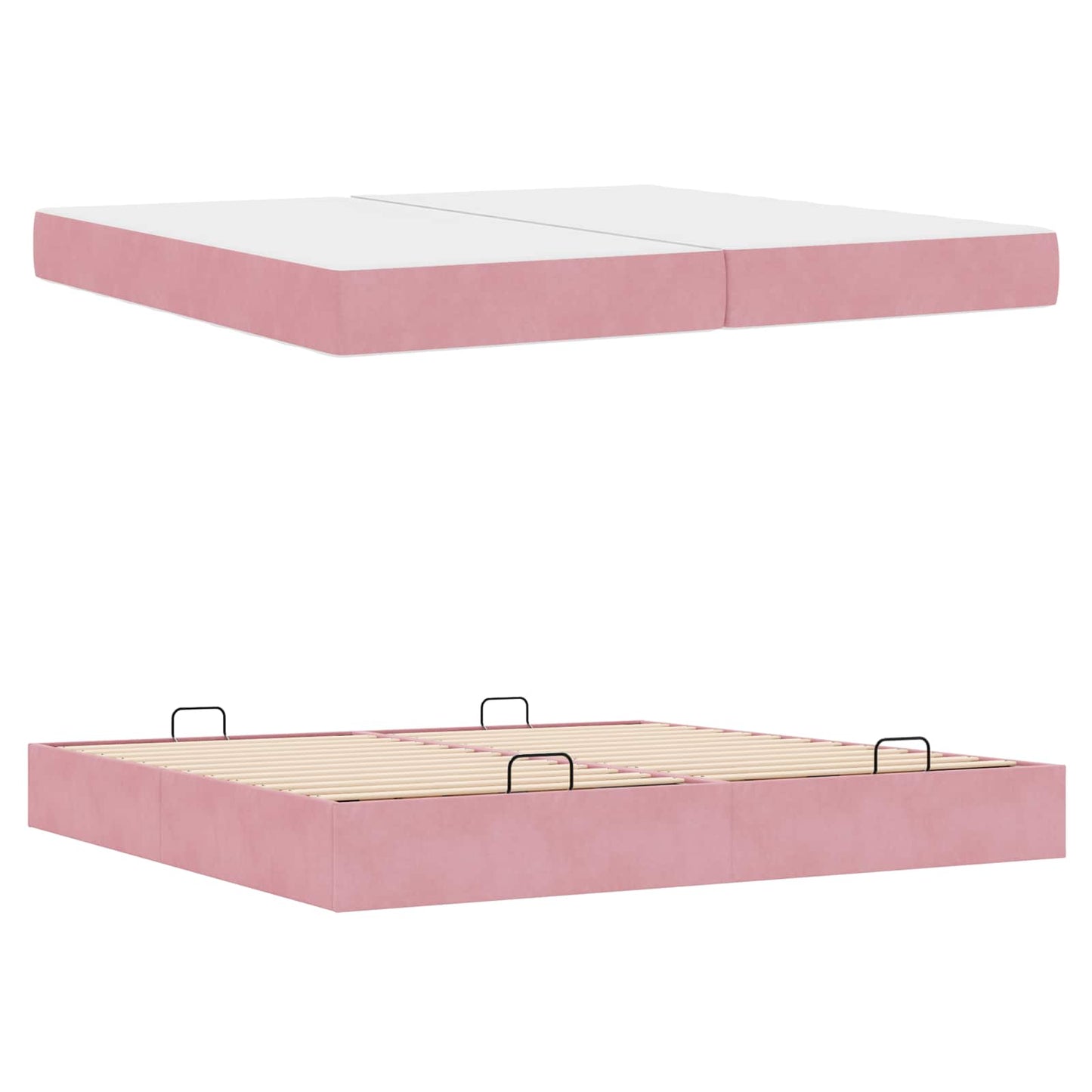 Bettgestell mit Matratze mit Matratze 2 pcs Rosa Samt