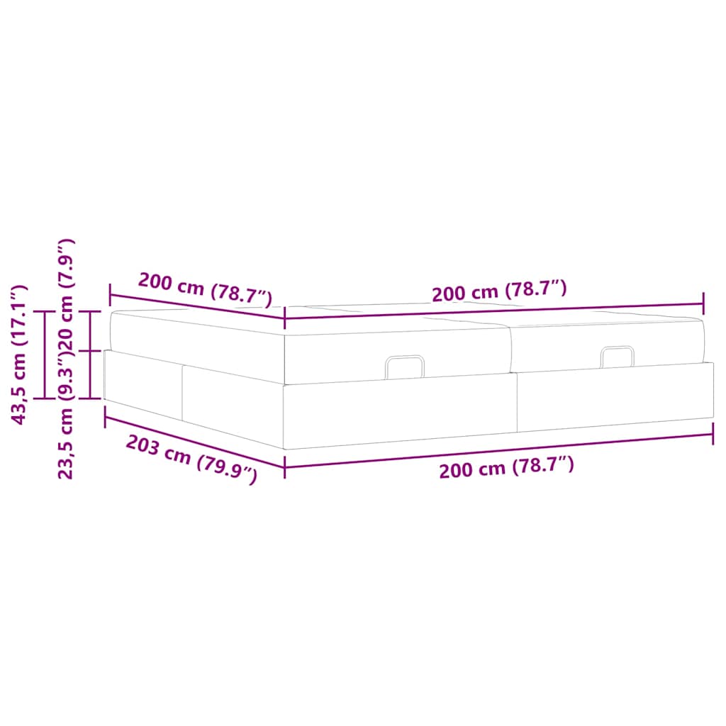 Bettgestell mit Matratze mit Matratze 2 pcs Rosa Samt