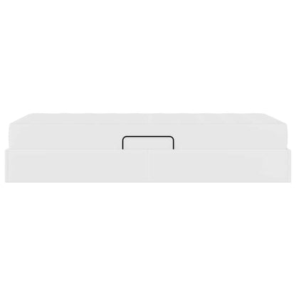 Aufbewahrungsbett mit Matratze mit Matratze 2 pcs Weiß Leder