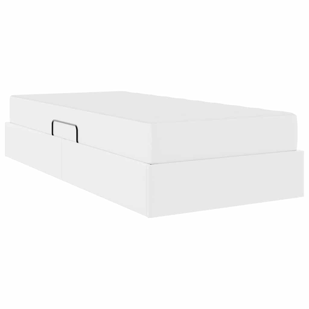 Aufbewahrungsbett mit Matratze mit Matratze 2 pcs Weiß Leder