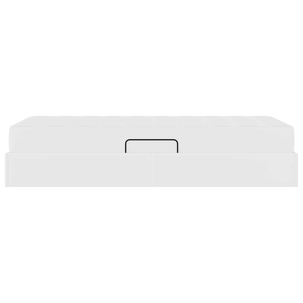 Aufbewahrungsbett mit Matratze mit Matratze 2 pcs Weiß Leder