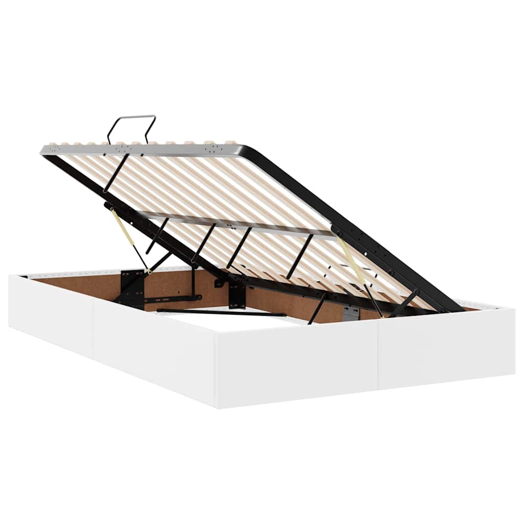 Aufbewahrungsbett mit Matratze mit Matratze 2 pcs Weiß Leder