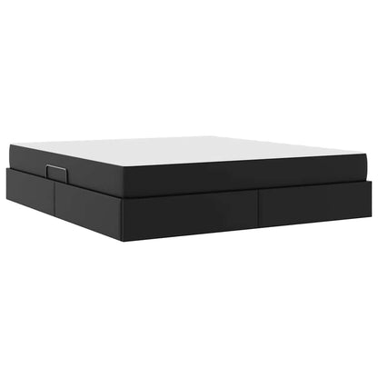 Aufbewahrungsbett mit Matratze mit Matratze 2 pcs Schwarz Leder