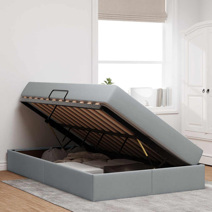 Aufbewahrungsbett mit Matratze Hellgrau 120 x 190 cm Polyester