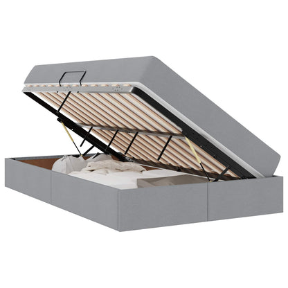 Aufbewahrungsbett mit Matratze Hellgrau 120 x 190 cm Polyester