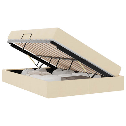 Aufbewahrungsbett mit Matratze Creme 140 x 190 cm Polyester