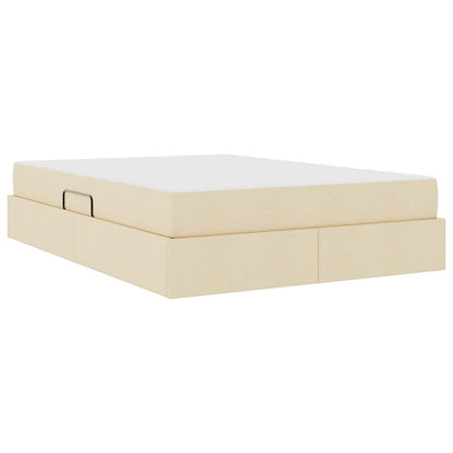 Aufbewahrungsbett mit Matratze Creme 140 x 190 cm Polyester