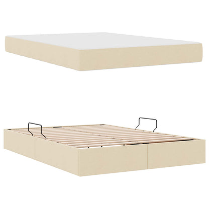 Aufbewahrungsbett mit Matratze Creme 140 x 190 cm Polyester