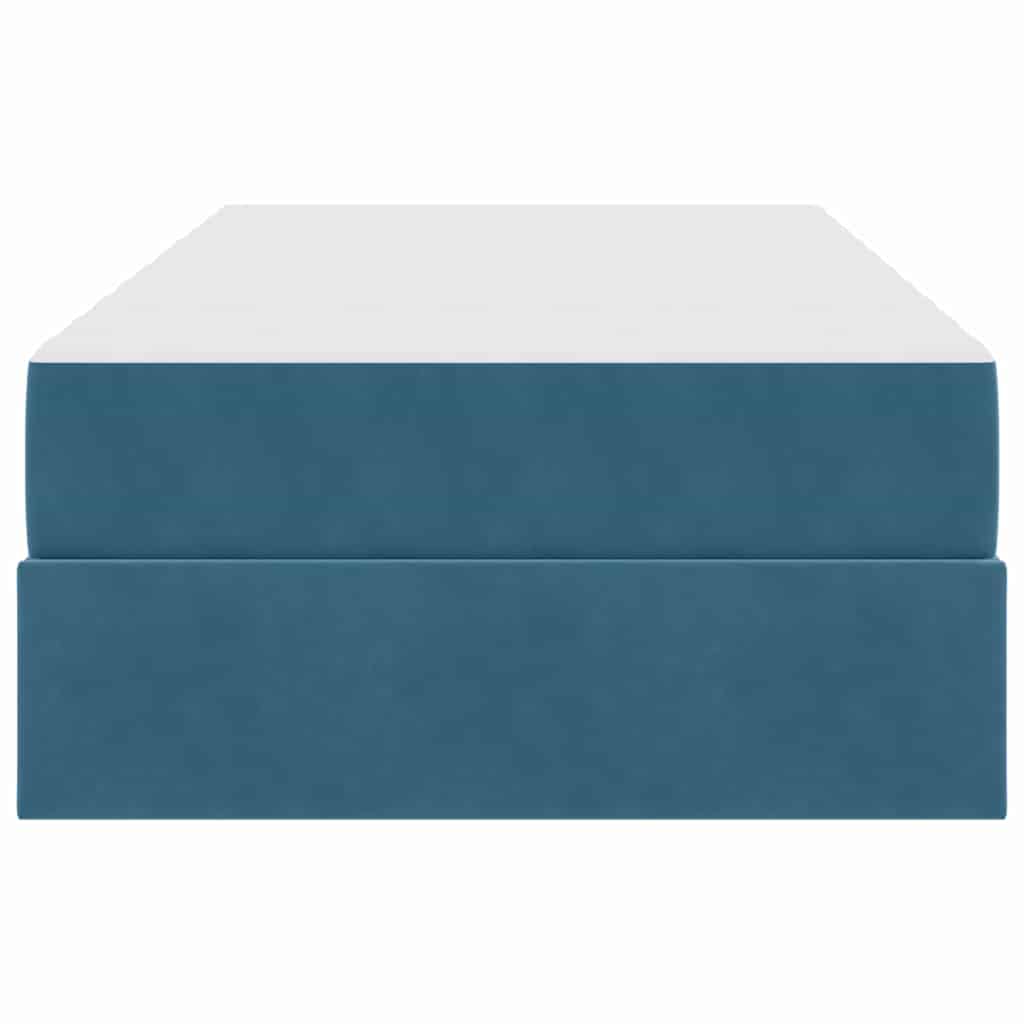 Aufbewahrungsbett mit Matratze Dunkelblau 90 x 200 cm Samt