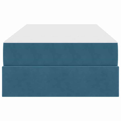 Aufbewahrungsbett mit Matratze Dunkelblau 90 x 200 cm Samt