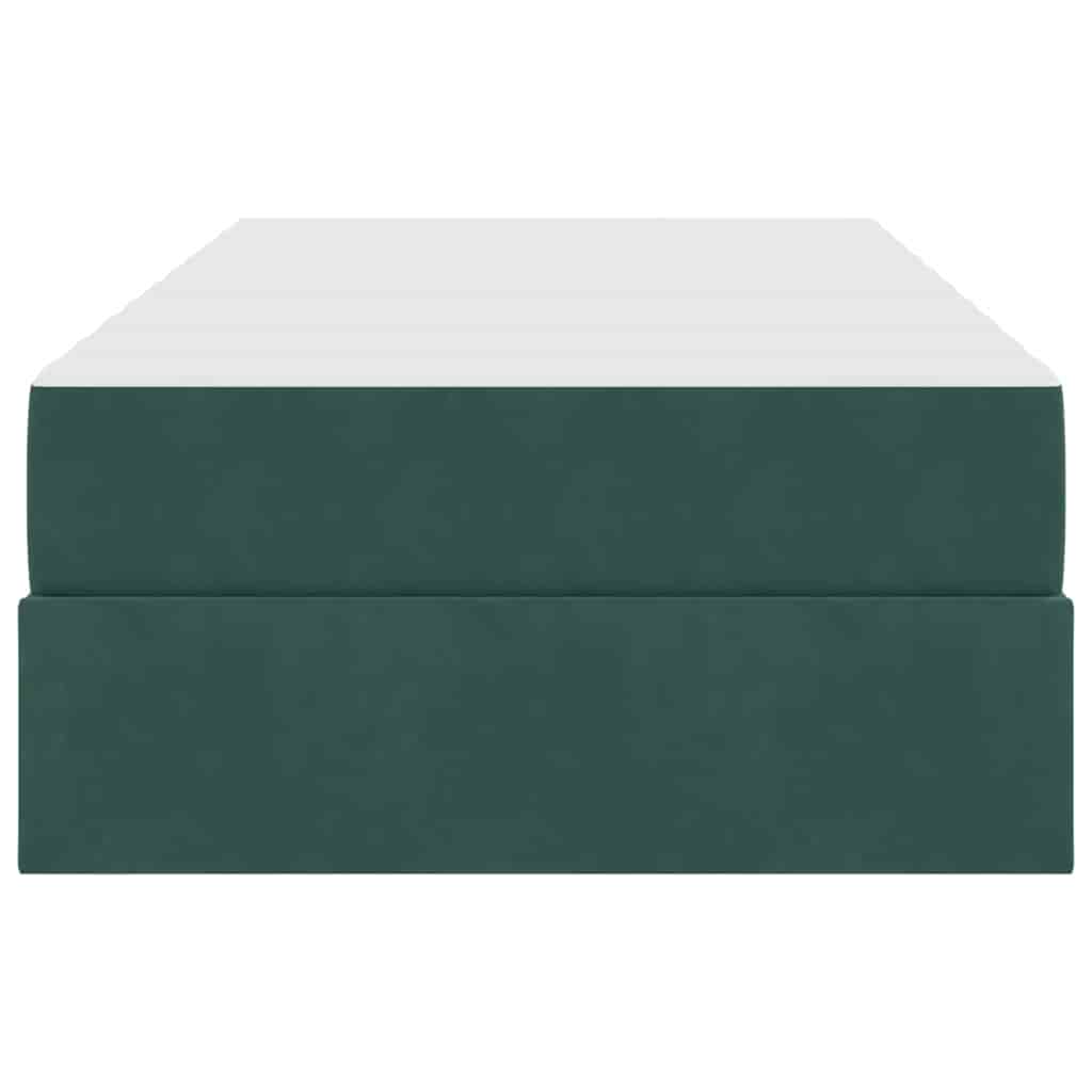 Aufbewahrungsbett mit Matratze Dunkelgrün 100 x 200 cm Samt
