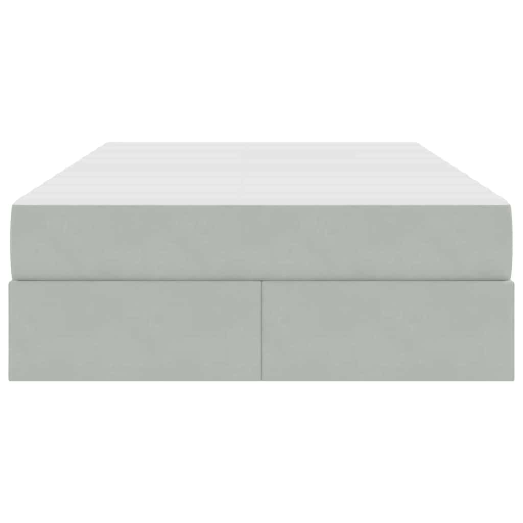 Aufbewahrungsbett mit Matratze Hellgrau 120 x 200 cm Samt